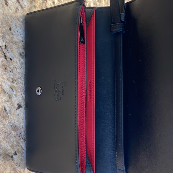 Authentic Christian Louboutin Sling Wallet with Studs, Red Interior. - Picture 6 of 9